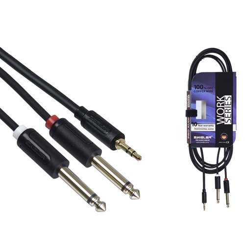 S.WIELER 2*6.3 mm Mono - 3.5 mm Stereo Kablo Uzunluğu: 3 Metre SM2S-3M