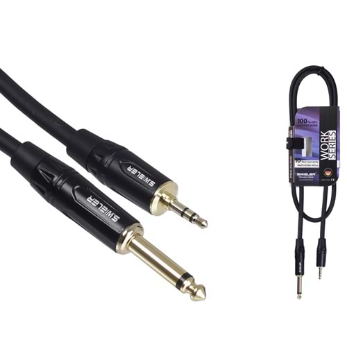 S.WIELER 6.3 mm Mono-3.5 mm Stereo Kablo Uzunluğu: 1 Metre SMS-1M