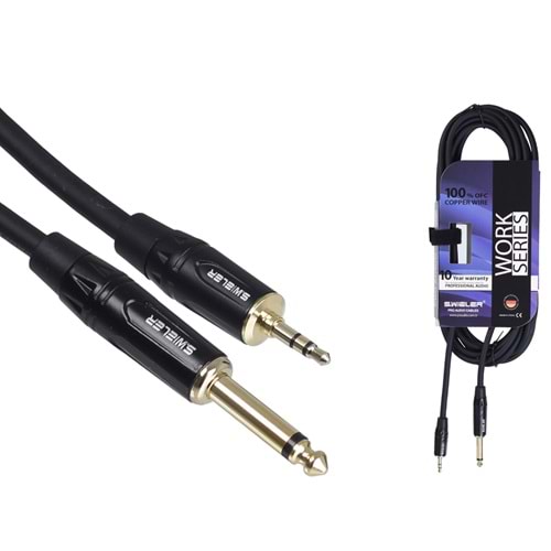 S.WIELER 6.3 mm Mono-3.5 mm Stereo Kablo Uzunluğu: 5 Metre SMS-5M