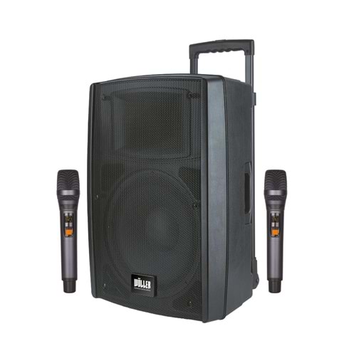 WÖLLER 12'' 400W Bluetooth ve USB Girişli 2 El Telsiz Mikrofon 16 DSP Efekt Şarjlı Portatif Hoparlör W-1230 DSP