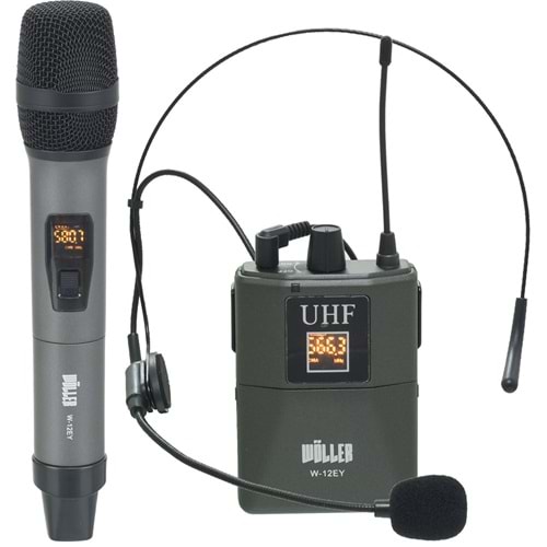 WÖLLER UHF 1 El 1 Yaka Kablosuz Mikrofon W-12 EY