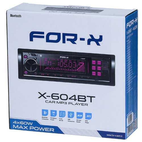 FOR-X Bluetooth ve USB ve Type C Girişli Radyo Oto Teyp X-604 BT