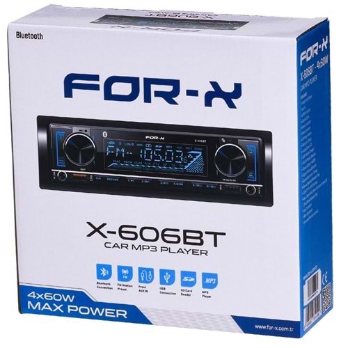 FOR-X Bluetooth ve USB ve Type C Girişli Radyo Oto Teyp X-606 BT
