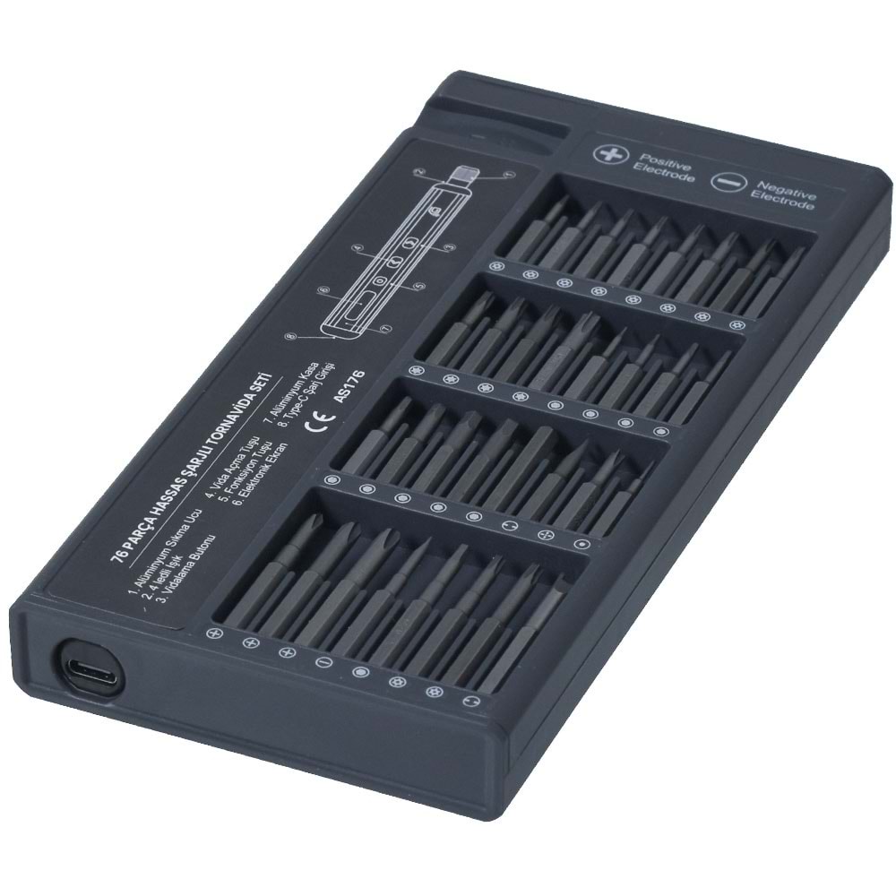 ALPSMART 76 Parça Hassas Şarjlı Tornavida Seti AS-176