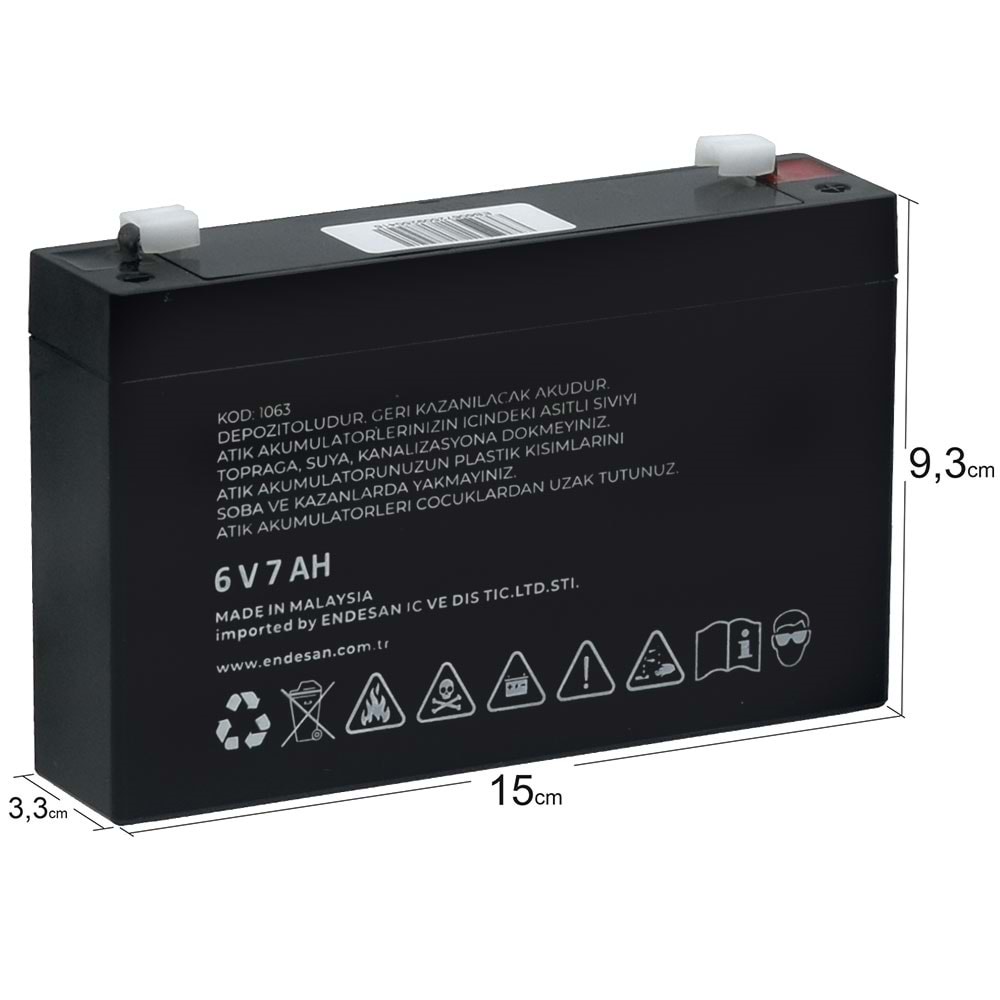 EXELON 6V 7A Siyah Kuru Bakımsız Akü EB-6V7