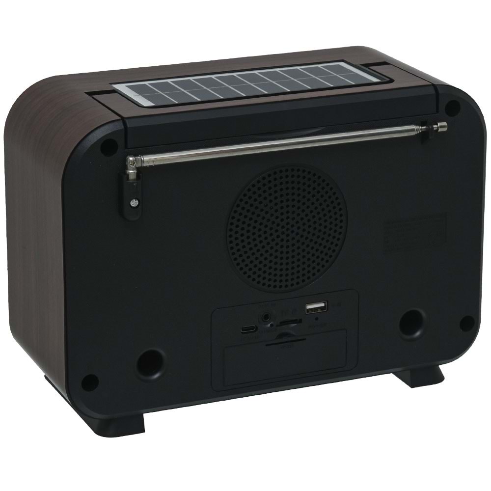GLRTECH Usb Bluetooth lu Solar Şarjlı Alevli FM Radyo FP-2393 S