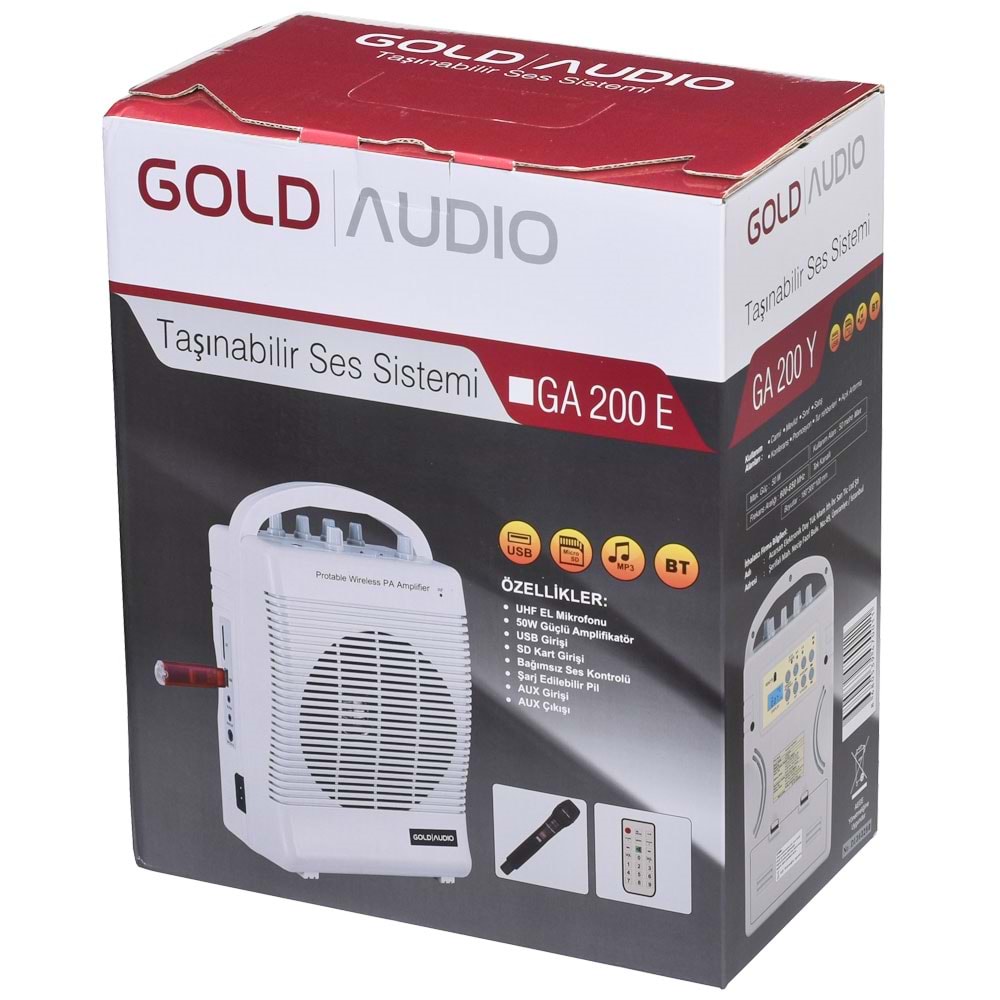 GOLD AUDIO 50W Tek El Mikrofonlu Portatif Amfi GA-200 E