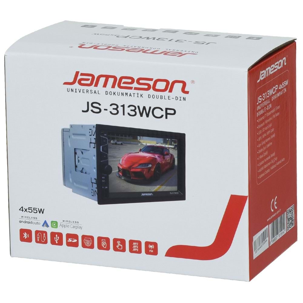 JAMESON 7'' Bluetooth ve USB Girişli Wifi Car Play Radyo Double Teyp JS-313 WCP