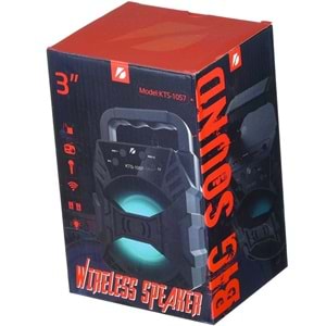 KBROAD 3 inc Bluetooth FM Radyo USB Girişili Şarjlı Ses Sistemi KTS-1057