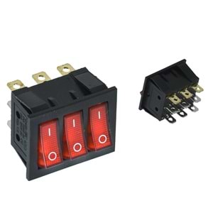 HIGHTEK Üçlü Işıklı Anahtar On Off 9P LDS135