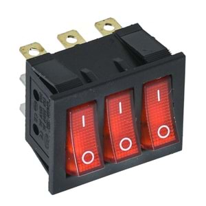 HIGHTEK Üçlü Işıklı Anahtar On Off 9P LDS135