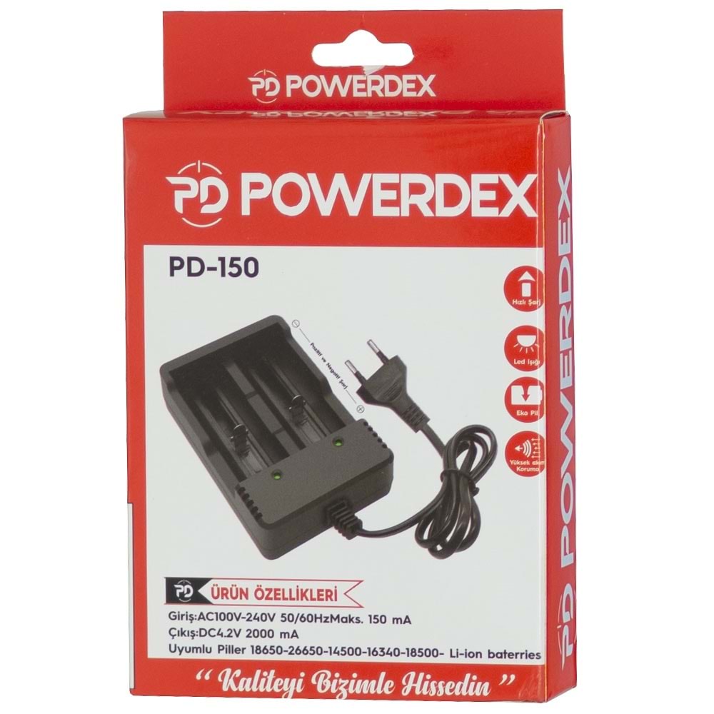 POWERDEX 18650 Pil Şarj Cihazı 2 Lİ (Md-282A) (Pd-10) PD-150