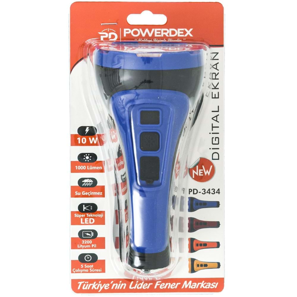 POWERDEX 10W USB Şarjlı El Feneri PD-3434