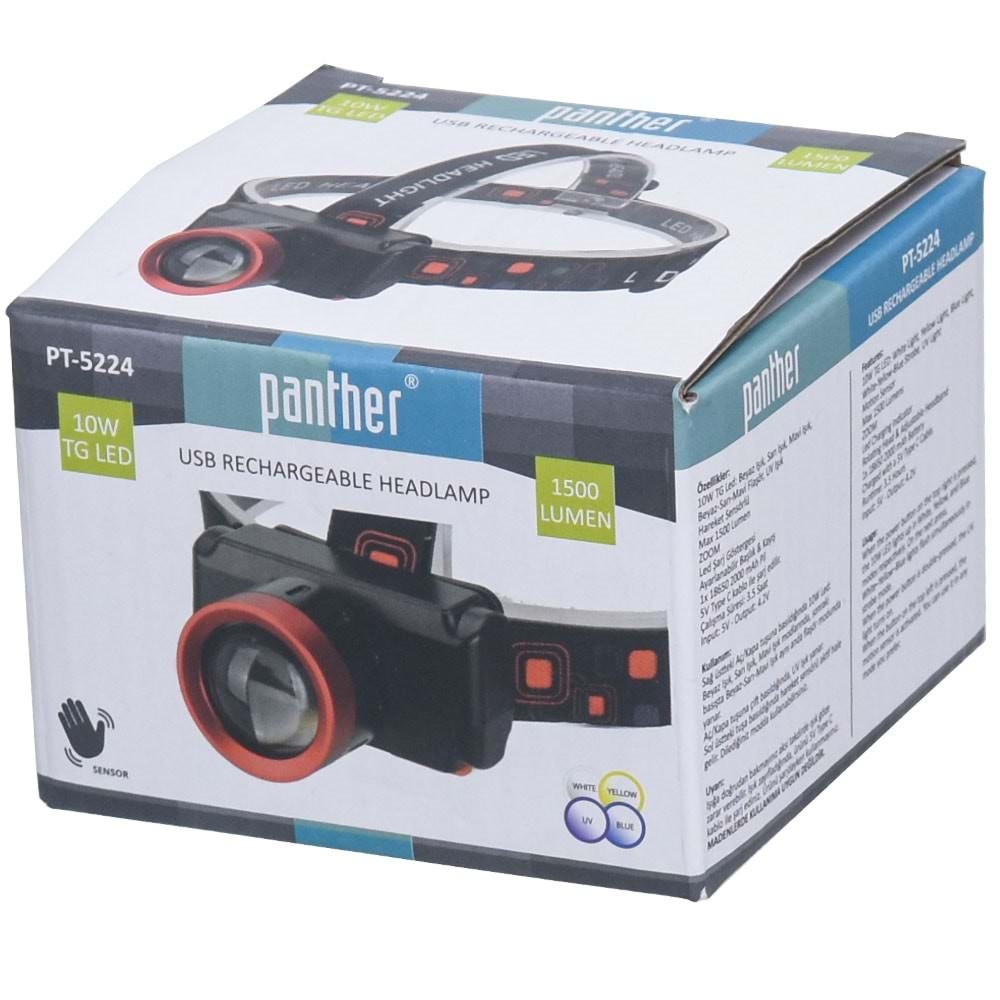 PANTHER Usb Şarjlı Kafa Lambası PT-5224