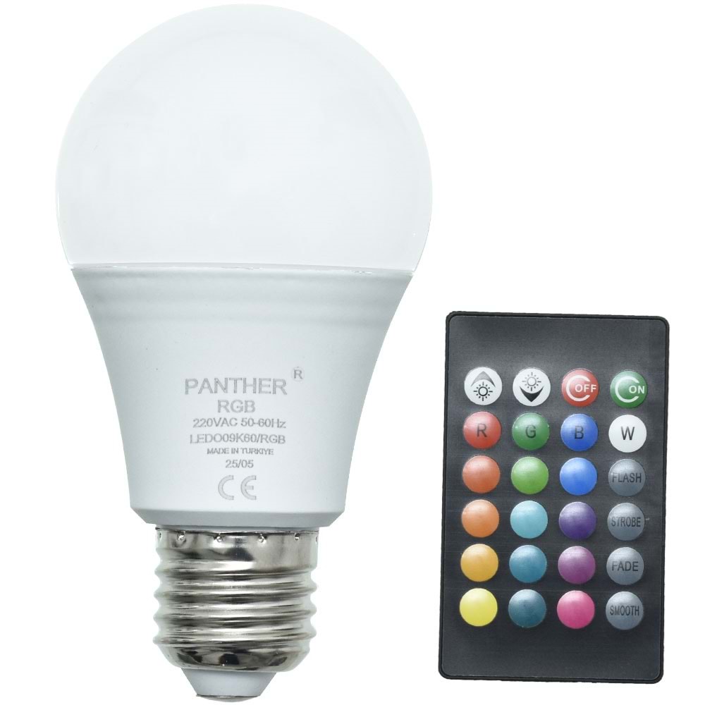 PANTHER 9W RGB Kumandalı LED Ampul PT-RGB