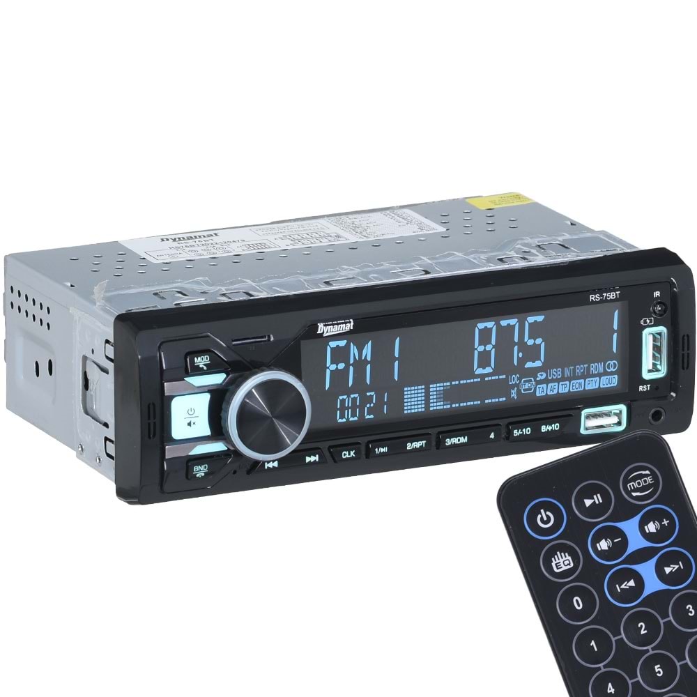 DYNMAT Çift Bluetooth ve USB Girişli Radyo 3 Rca İşlemcili Oto Teyp RS-75 BT