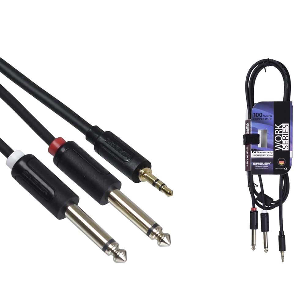S.WIELER 2*6.3 mm Mono - 3.5 mm Stereo Kablo Uzunluğu: 5 Metre SM2S-5M