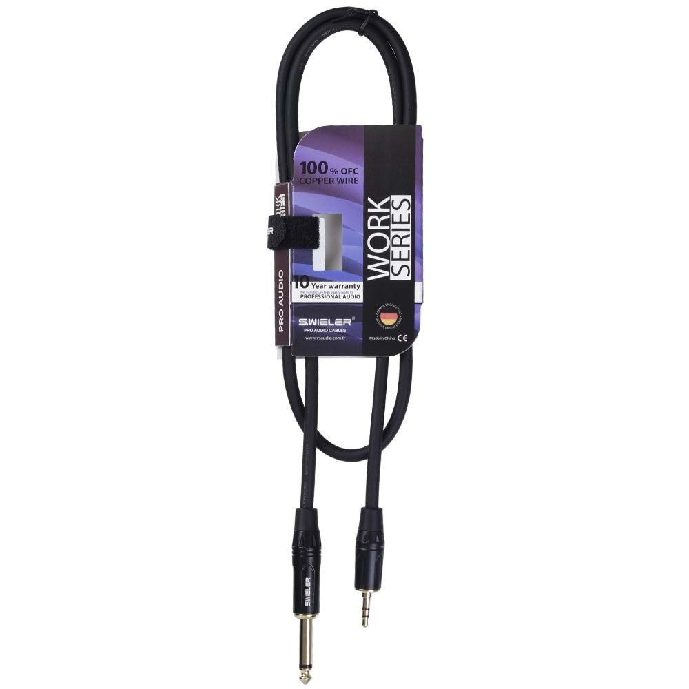 S.WIELER 6.3 mm Mono-3.5 mm Stereo Kablo Uzunluğu: 1 Metre SMS-1M