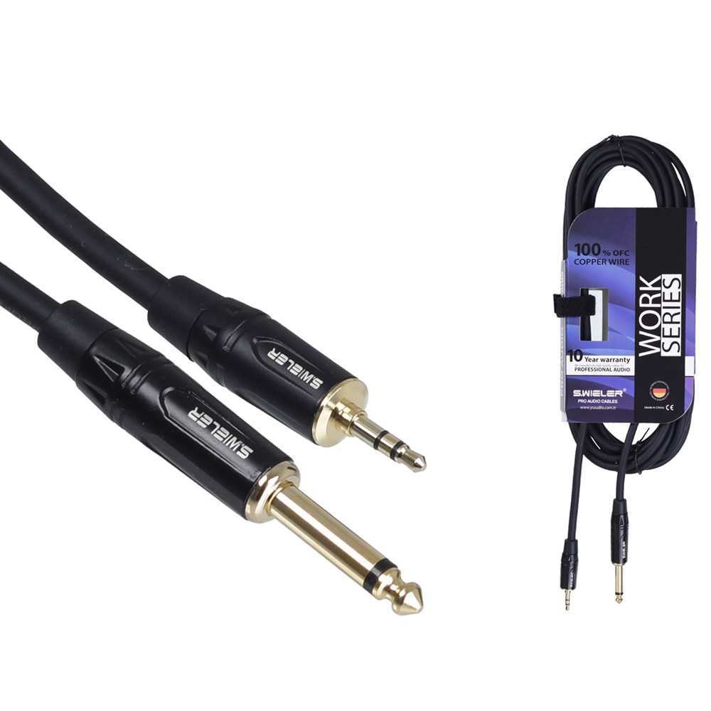 S.WIELER 6.3 mm Mono-3.5 mm Stereo Kablo Uzunluğu: 5 Metre SMS-5M