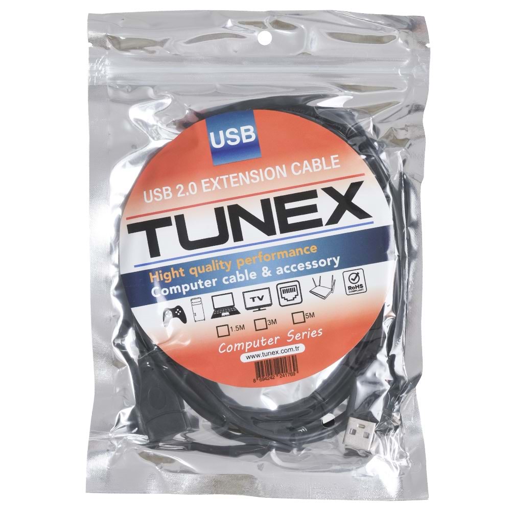 TUNEX USB 2.0 USB Erkek - USB Dişi 1,5 Metre Uzatma Kablosu TNX-4500-1,5