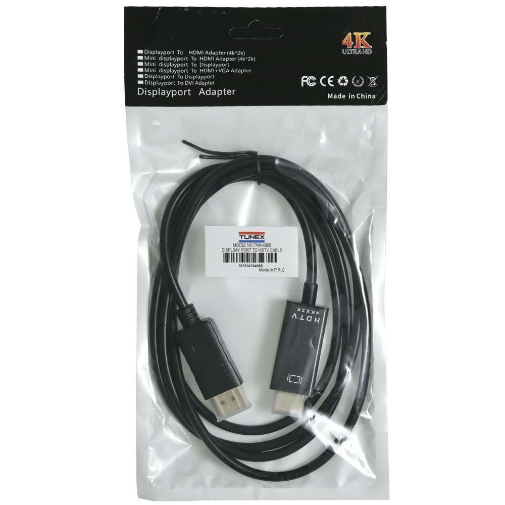 TUNEX Displayport to HDMI Dönüştürcü 1,8 Mt Kablo TNX-4865