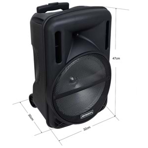 JAMESON 12'' 2000W Usb+Fm+Uhf Mikrofon Portatif Ses Sistemi TR-124 BT