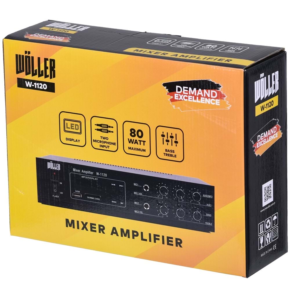 WÖLLER 80W 100V Usb-Sd-Bt Amfi W-1120