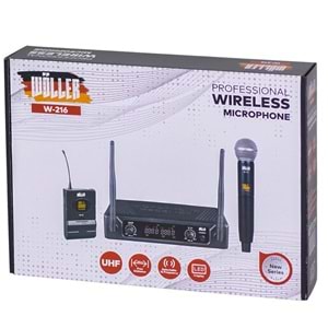 WÖLLER Uhf 2 El 16 Değiştirebilir Frekans Kablosuz Mikrofon W-216 EE