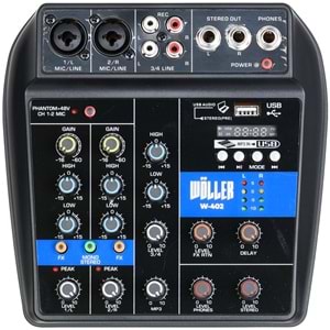 WÖLLER 4 Kanal Usb-Bt Deck Mikser W-402