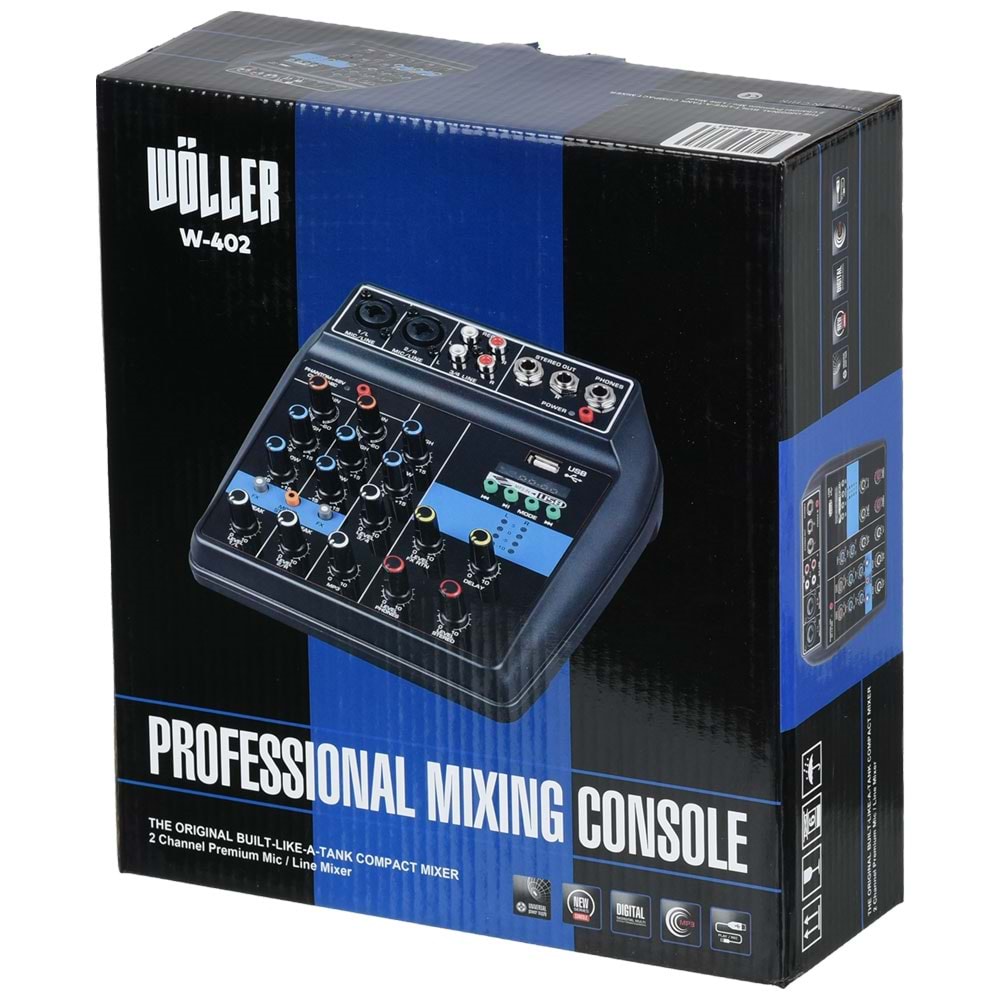 WÖLLER 4 Kanal Usb-Bt Deck Mikser W-402