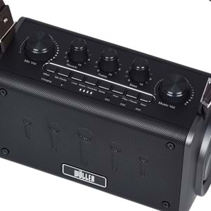 WÖLLER 100W Bluetooth ve USB Girişli Tek El Kayıtlı Şarjlı Portatif Amfi W-600 E
