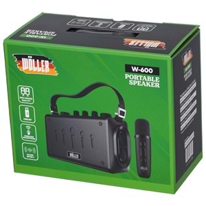 WÖLLER 100W Bluetooth ve USB Girişli Tek El Kayıtlı Şarjlı Portatif Amfi W-600 E