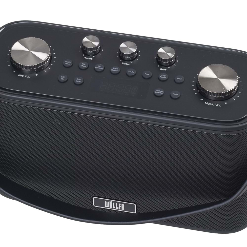 WÖLLER 150W Bluetooth ve USB Girişli Tek El Kayıtlı Şarjlı Portatif Amfi W-612 E