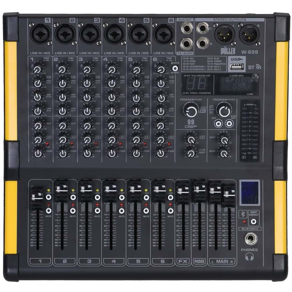 WÖLLER 6 Kanal 99 Dsp Efekt Usb-Bt Deck Mikser W-699