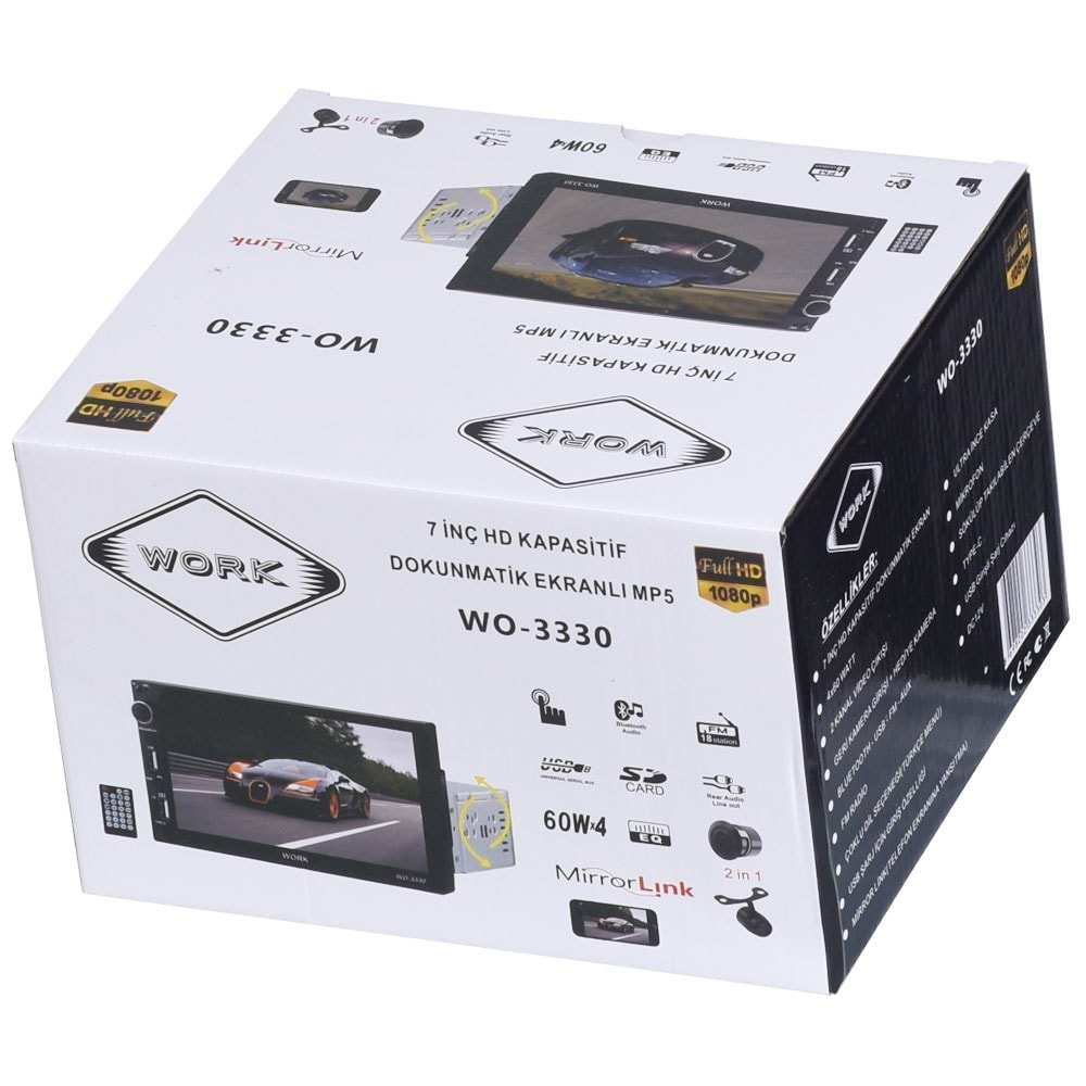 WORK 7'' Bluetooth ve USB Radyo Mirrorlink Double Tofaş Uyumlu WO-3330