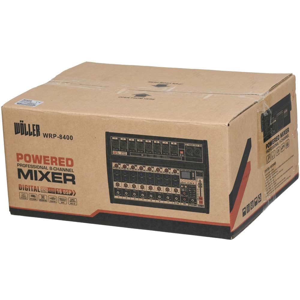 WÖLLER 8 Kanal 2X200W Usb-Bt 16 Dsp Efect Power Mixer WRP-8400