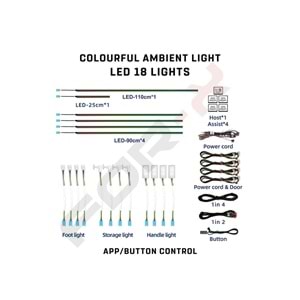 FOR-X Renkli Ortam Işığı Led 18 Işık / 64 RGB Renk Uygulama X-LED-64