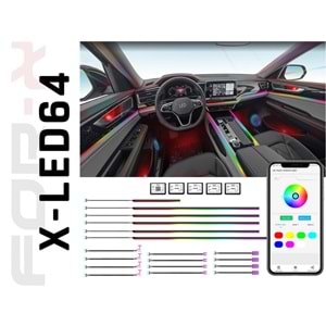 FOR-X Renkli Ortam Işığı Led 18 Işık / 64 RGB Renk Uygulama X-LED-64