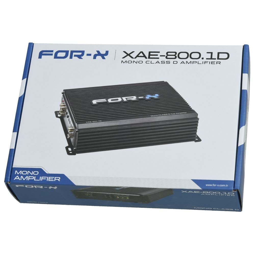 FOR-X Tek Kanal 800 W Bass Kontrollü Oto Amfi XAE-800.1D