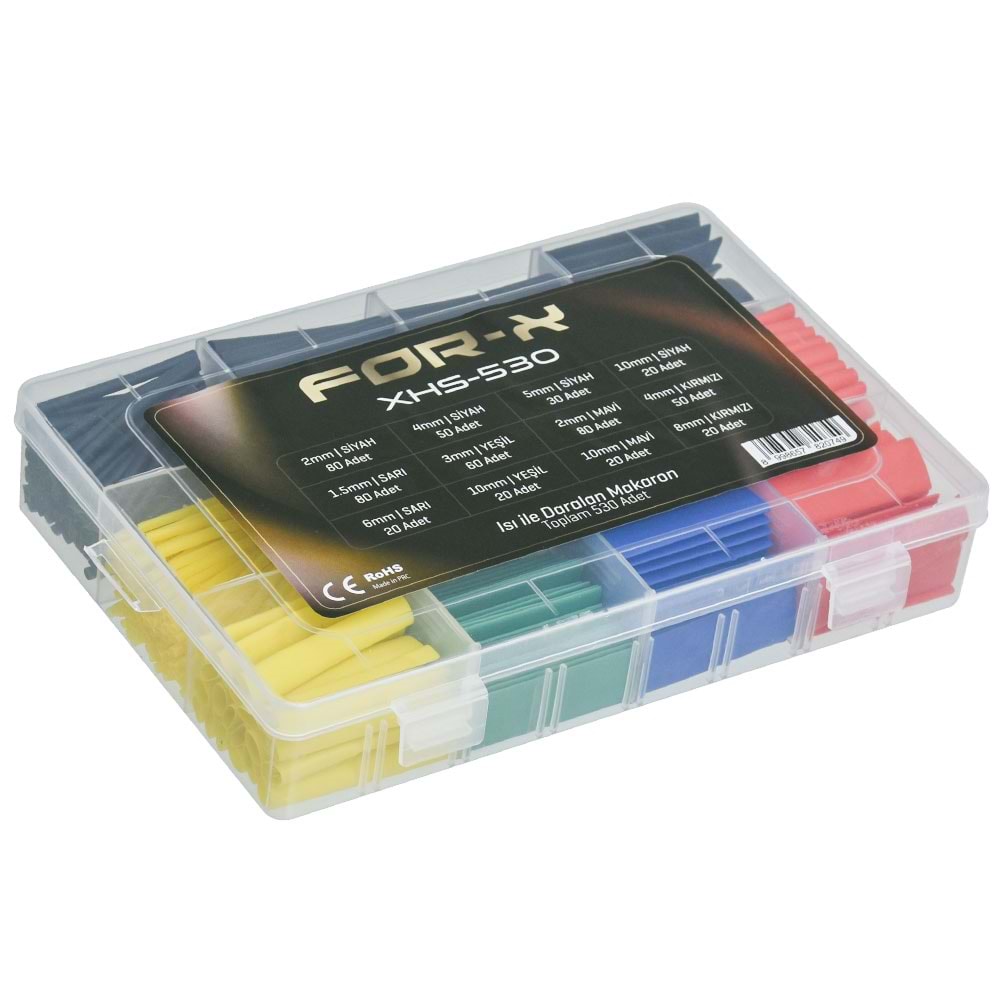FOR-X 530 Adet Çeşitli Ölçülerde Isı İle Daralan Makaron XHS-530